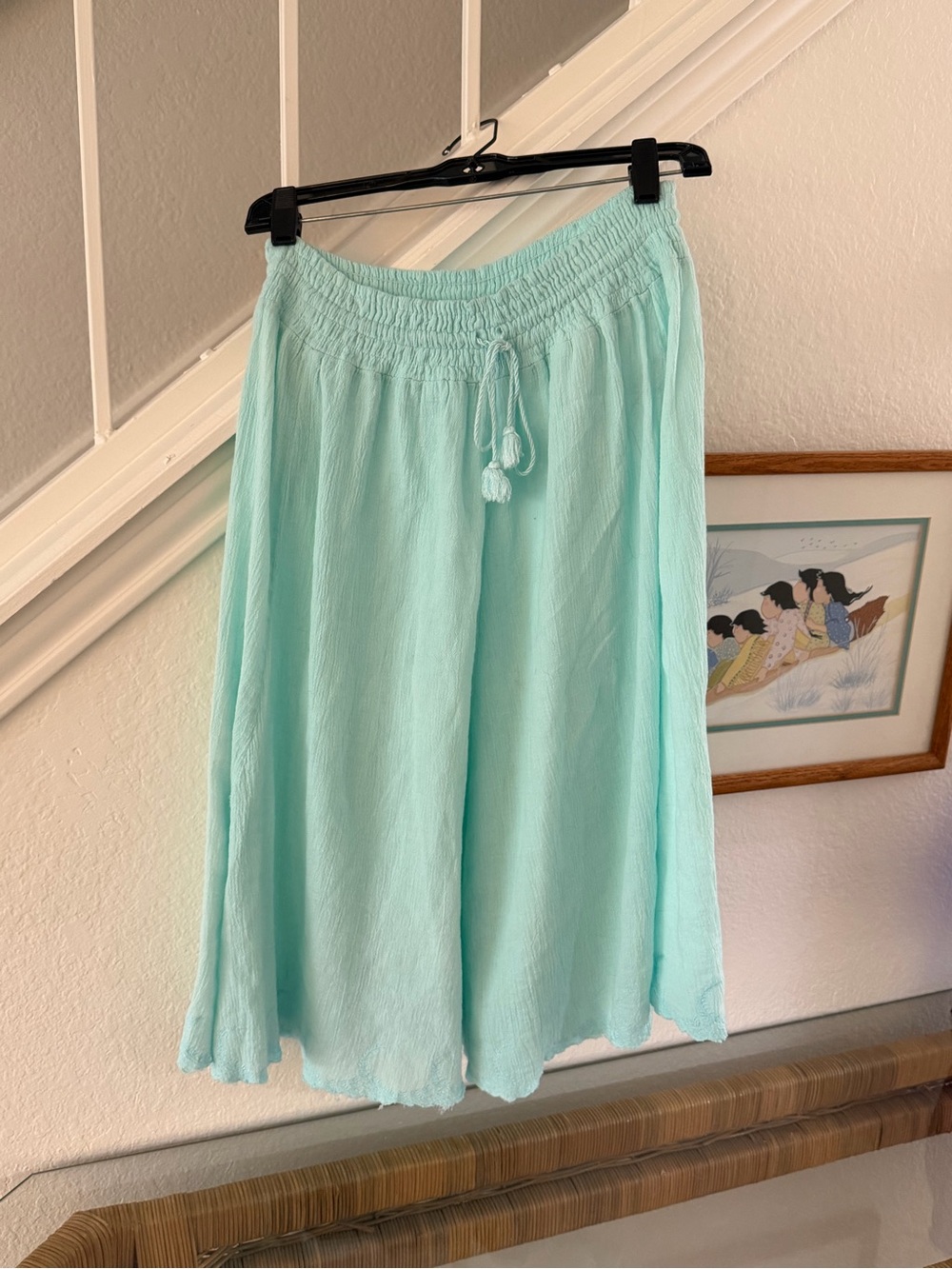 J Crew Mint/Light Turquoise Women’s Midi Cotton Gauze Skirt - Picture 2 of 9